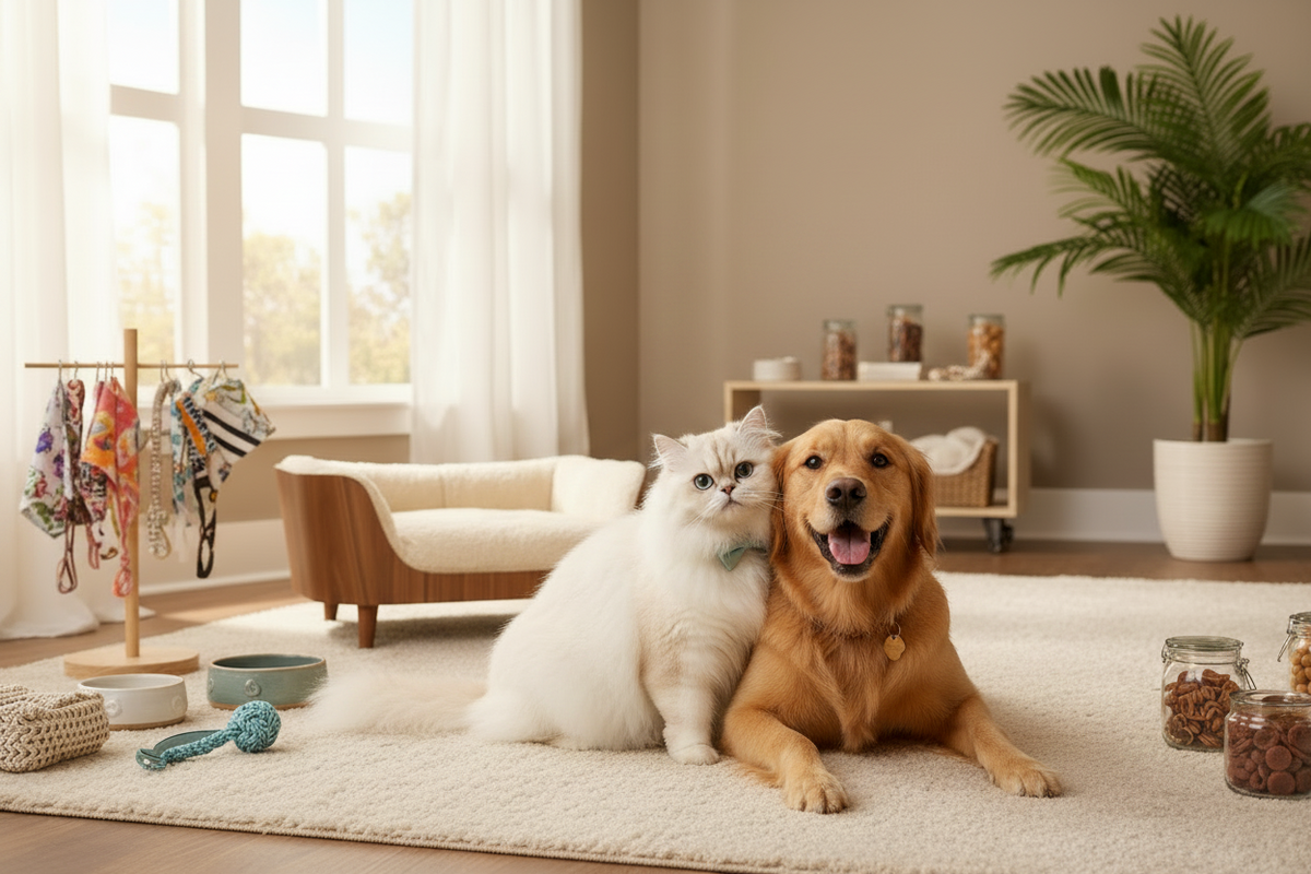 Cute Cat & Golden Retriever Hero